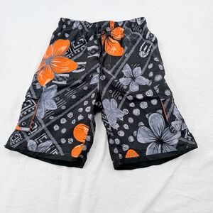 Exist Board Shorts Mens XXL Black Orange Floral Excellent Tropical Cargo Trunks